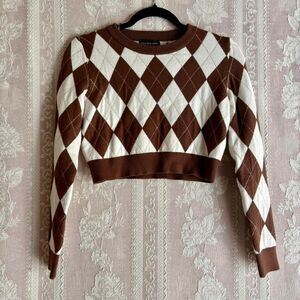 Street Wear Society Women's Argyle Crop Sweater